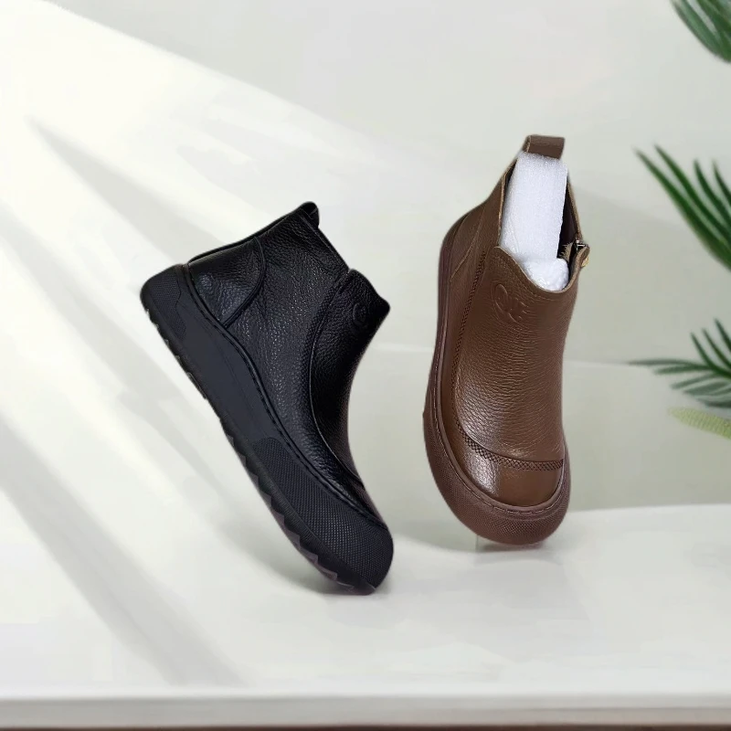 12-1新款头层牛皮妈妈鞋加绒防滑超舒服软底新疆实体店