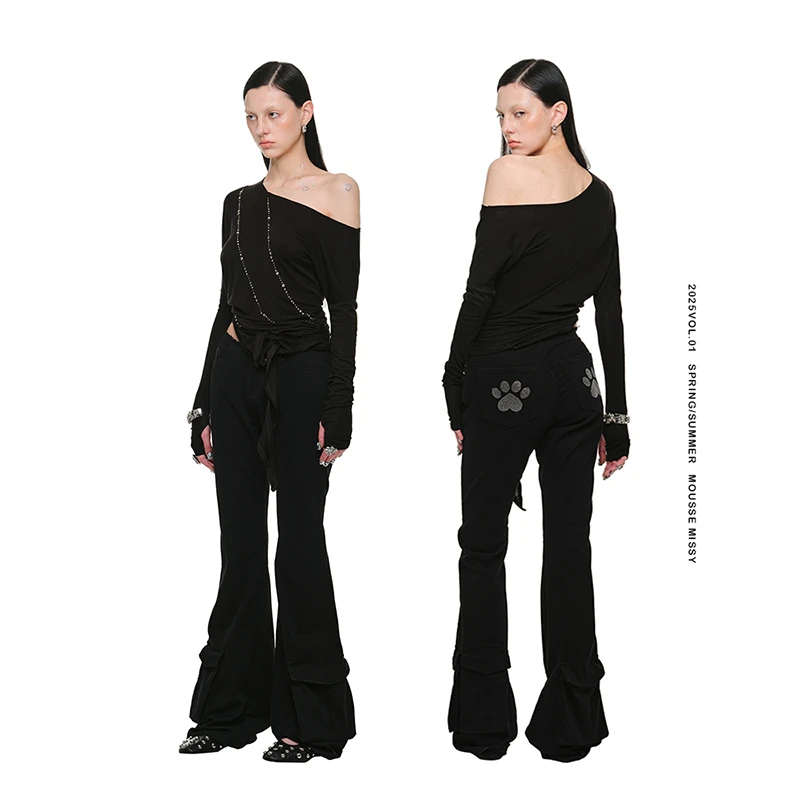 【25春新Vol.1】1JINN STUDIO 水洗帆布无腰头合身喇叭裤