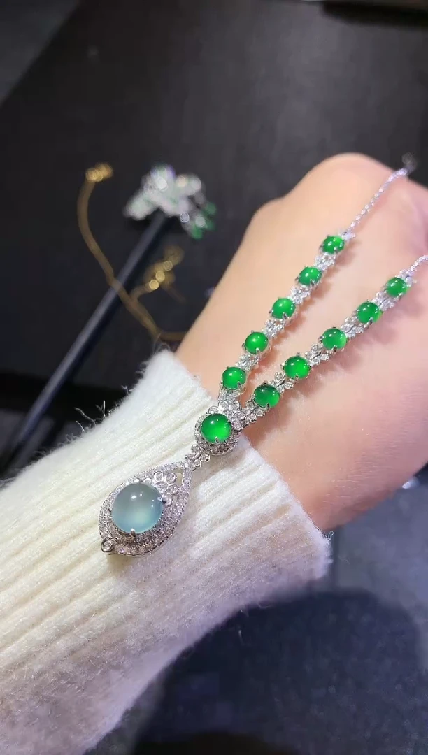 【闪购商品】翡翠颈饰银S925镶嵌251套链（多样性发货一件