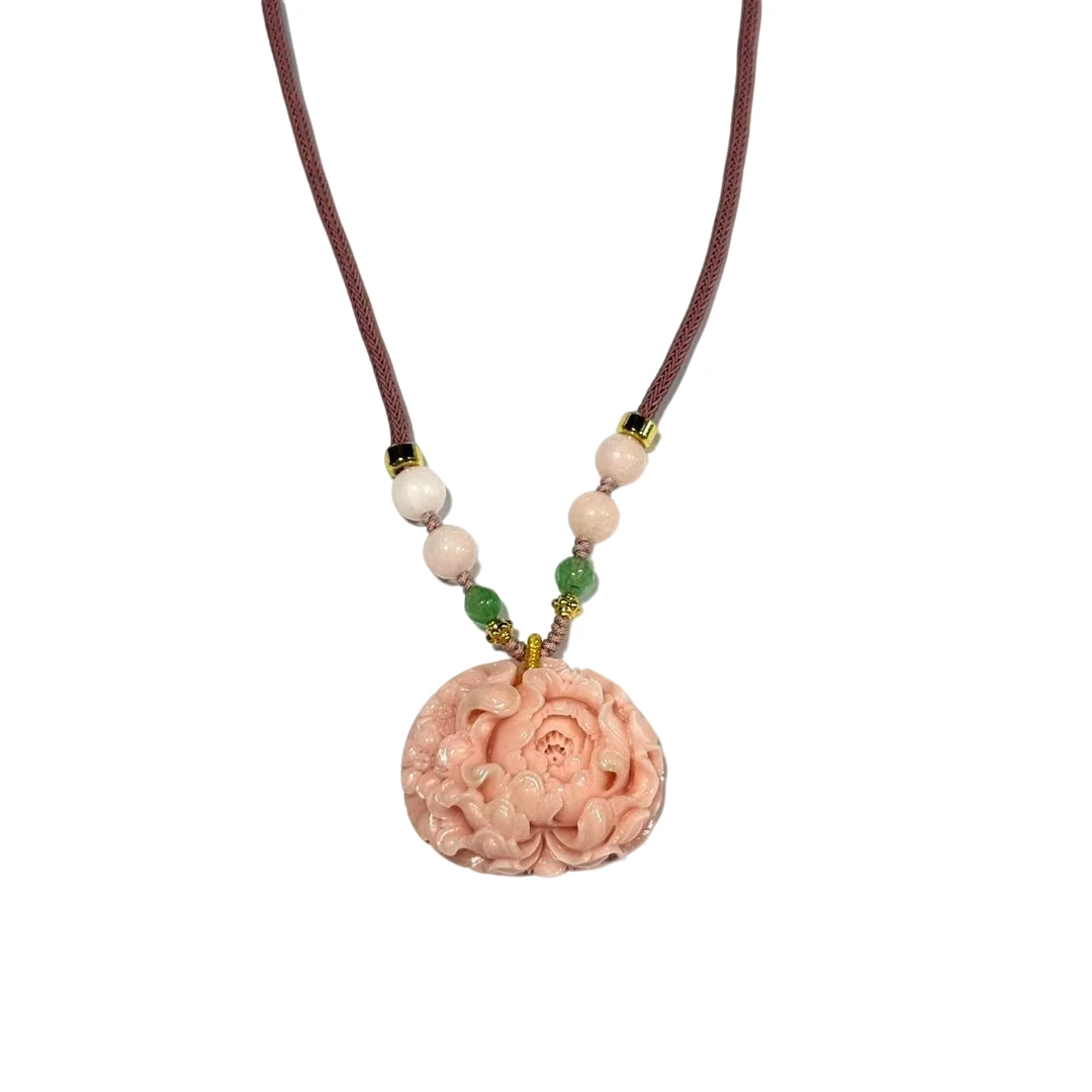 x760-国风气质设计款三姑娘牡丹花毛衣链-赠礼盒