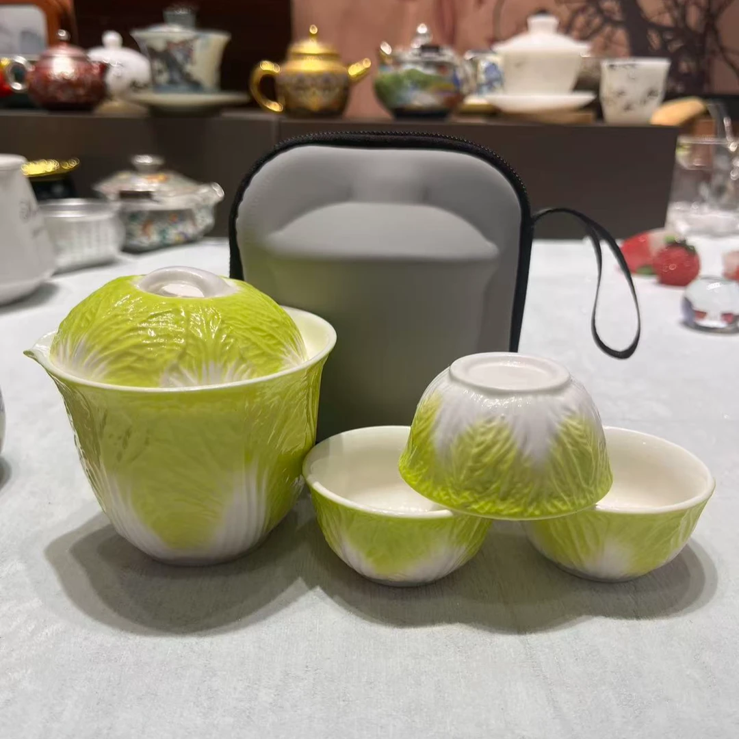 【闪购链接】白菜旅行茶具一壶三杯带包