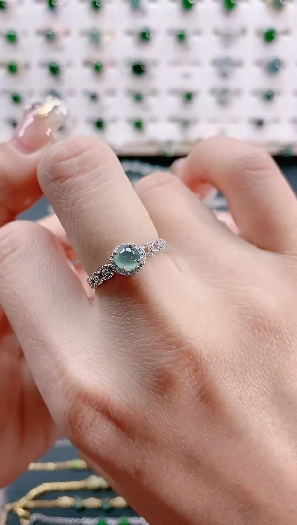 【闪购商品】翡翠戒指银S925镶嵌天然翡翠