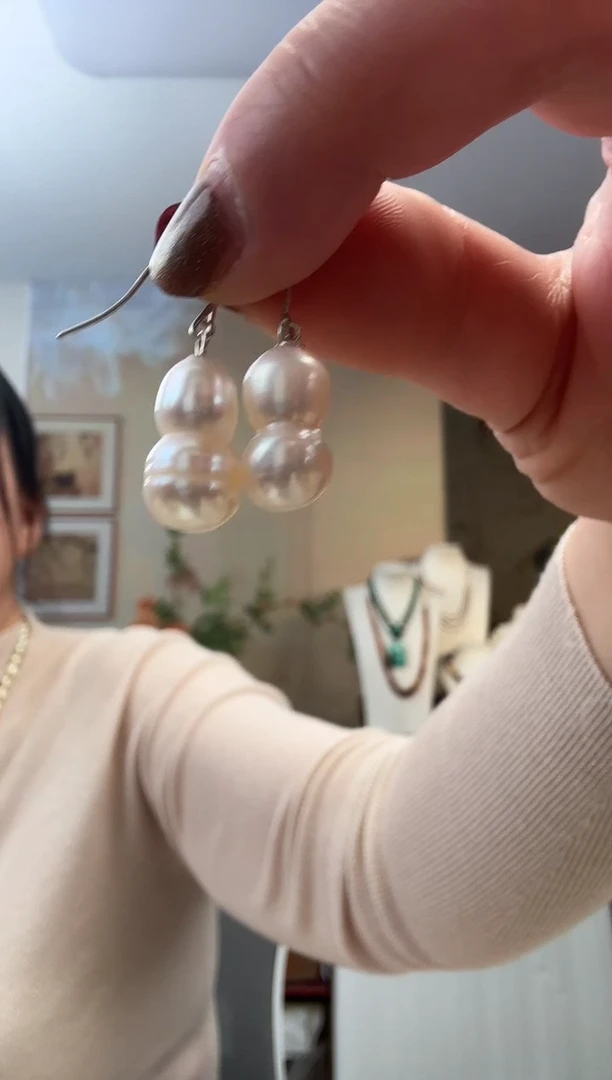 【闪购商品】淡水珍珠耳饰银S925镶嵌福禄耳饰