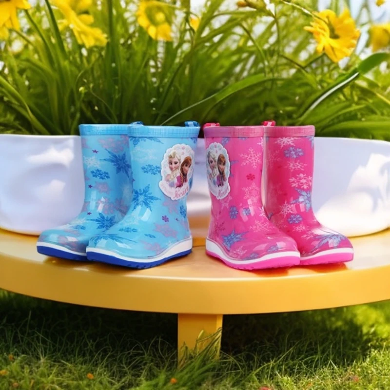 儿童雨鞋冰雪爱莎中大童防滑耐磨男女童小学生防水鞋宝宝