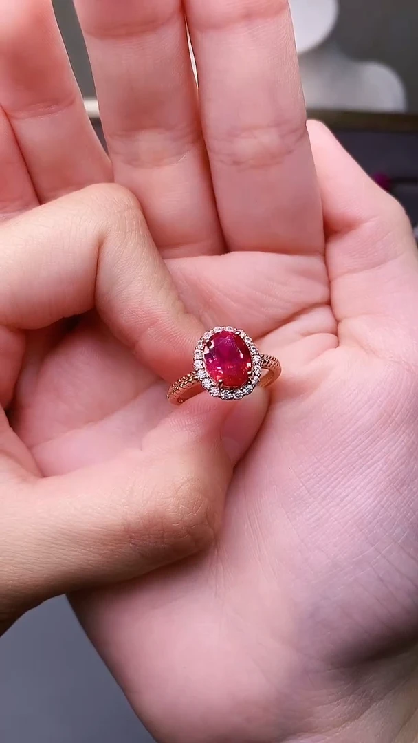 银S925镶嵌戒指红宝石129