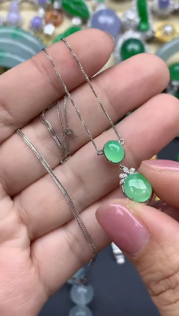 翡翠18K金镶嵌颈饰424-春日珠宝