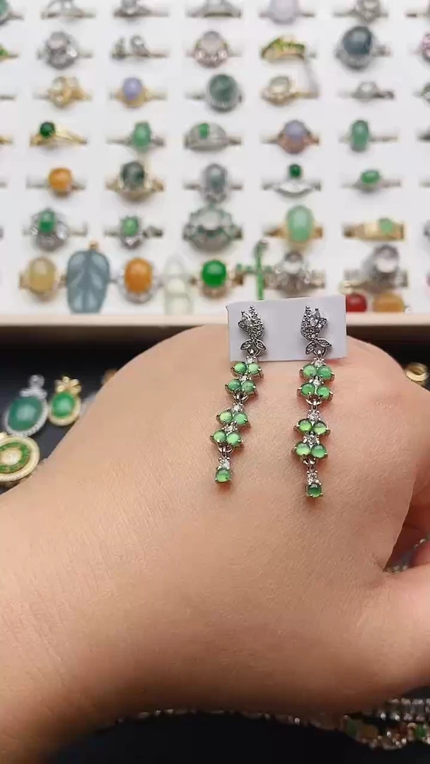 翡翠银S925镶嵌耳饰1
