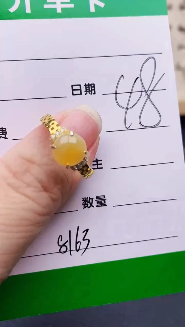 翡翠戒指银S925镶嵌8163