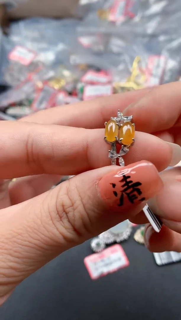 银S925镶嵌戒指翡翠天然A货缅甸翡翠