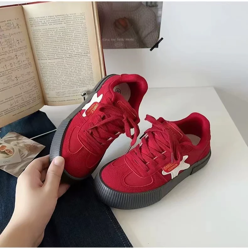 H1210 红色 复古德训鞋女2024新款饼干星星板鞋休闲百搭潮流女鞋