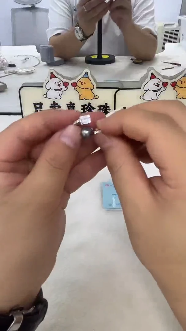 银S925镶嵌海螺珠戒圈NN131