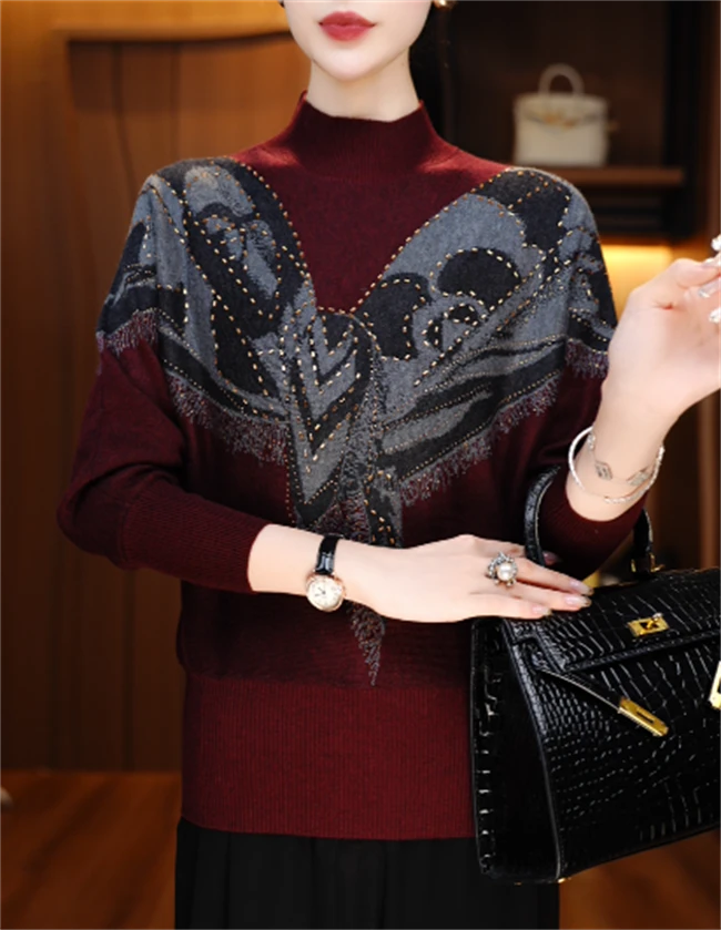 素曼 秋季新款含绵羊毛衣针织毛线衣柔软保暖百搭上衣V25C832