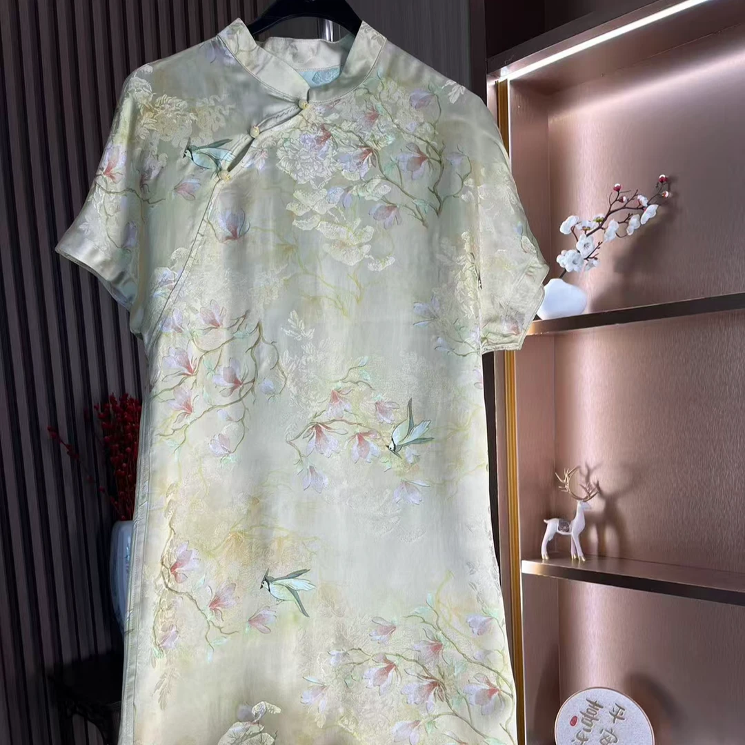 【喜上枝头】新中式改良版双面双穿提花旗袍连衣裙2025B0621-柒柒