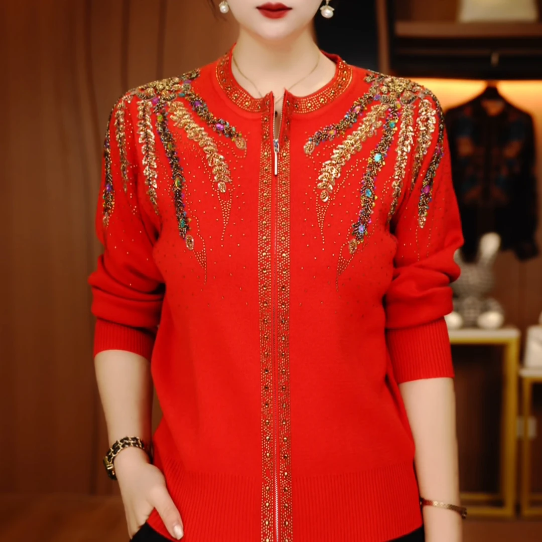 初凰 秋冬保暖毛衣抗起球高端显瘦百搭减龄洋气宽松女士气质时尚