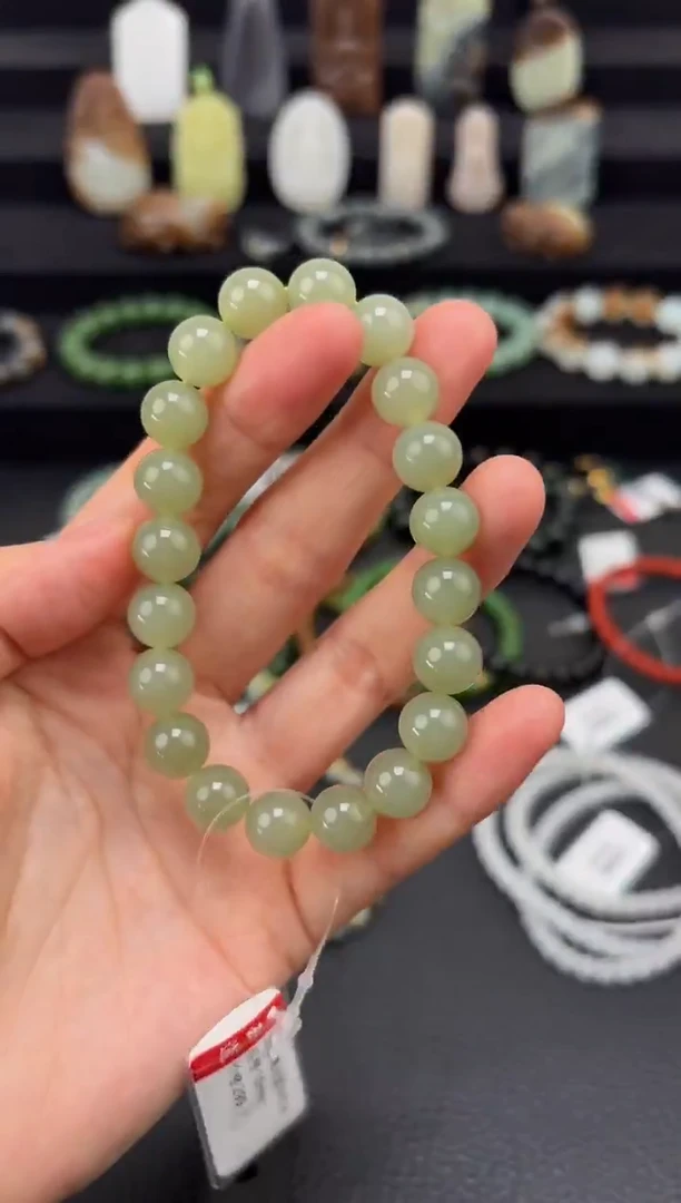 未镶嵌和田玉挂件10mm晴水圆珠手串福利