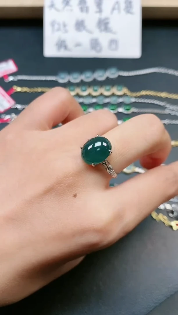 翡翠戒指银S925镶嵌11111