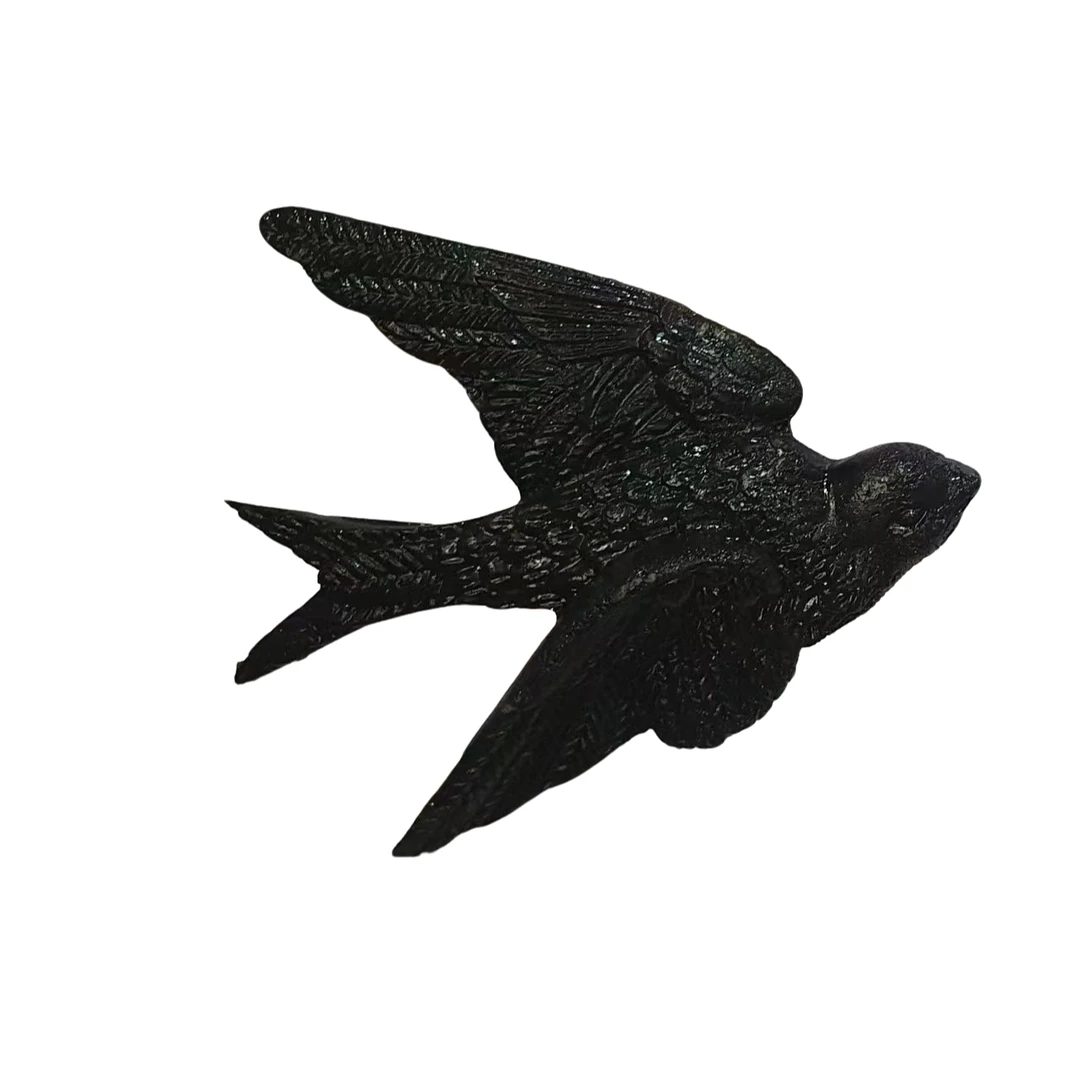 欧式黑色树脂喷漆小燕子壁挂复古挂钩客厅卧室墙面装饰品