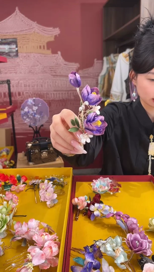 【闪购商品】刺绣 非遗绒花（发饰）