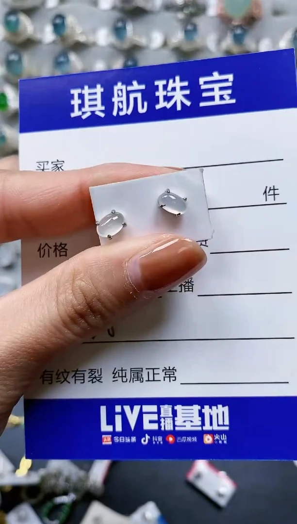 【闪购商品】翡翠耳饰银S925镶嵌0608