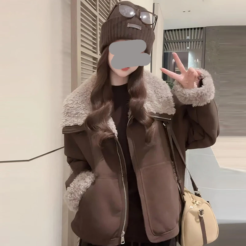 2025秋冬复古高级感轻奢宽松拉链口袋外套女潮