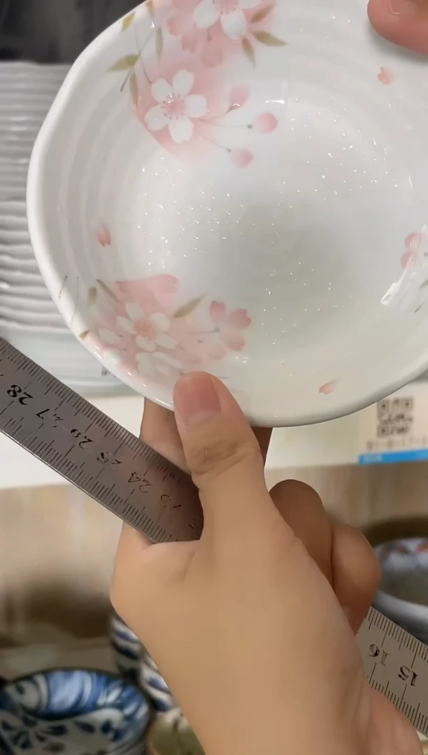 瓷片2只垂枝雨樱5.4英寸钵 微瑕