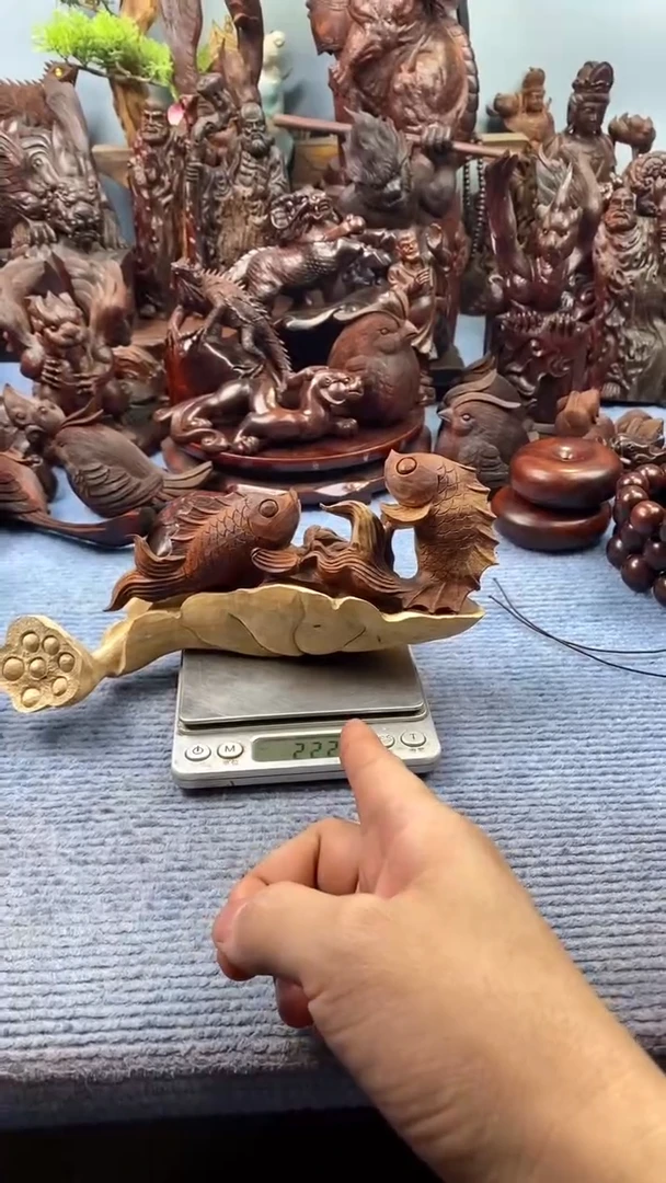 檀香紫檀（小叶紫檀）白**飘双鱼