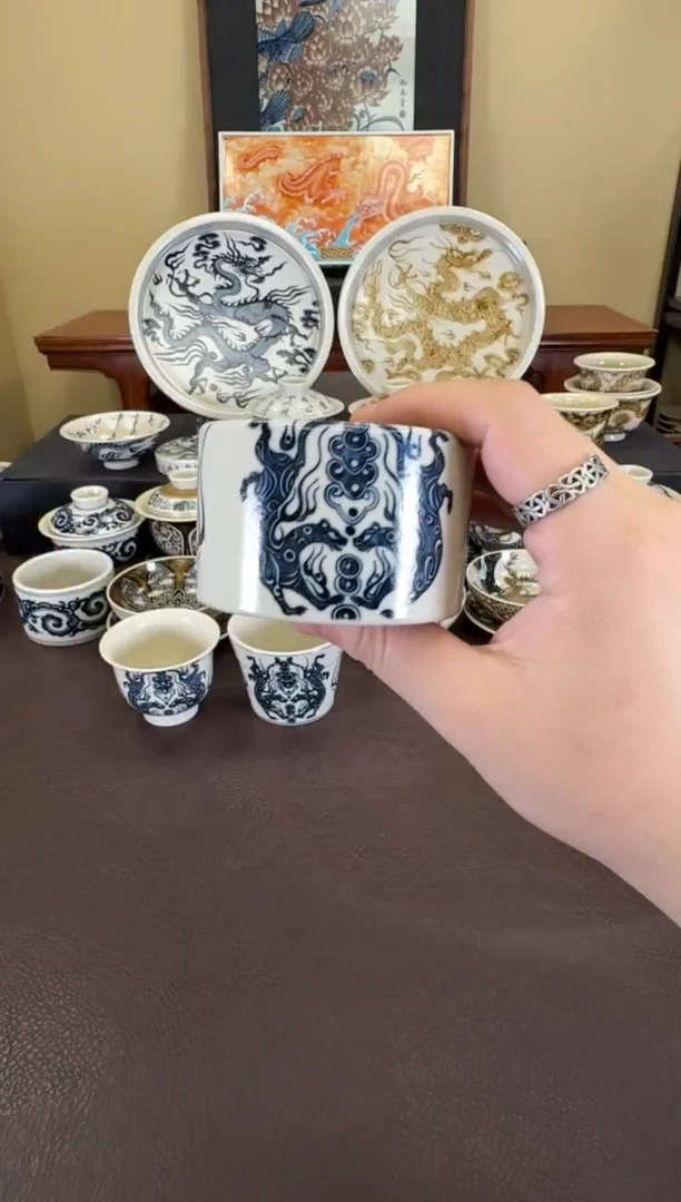 二号釉金钱豹纹扳指杯