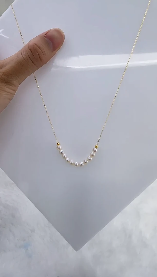 银S925镶嵌淡水珍珠DA珍珠微笑链4-5 a615