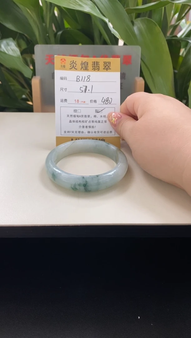 未镶嵌手镯翡翠57圈口编码b118