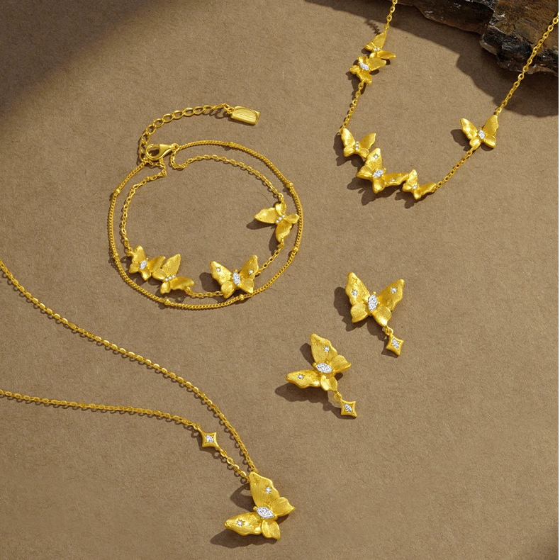 925银耳饰 周大生DC系列蝴蝶千金耳钉耳饰轻奢气质首饰氛围感配饰