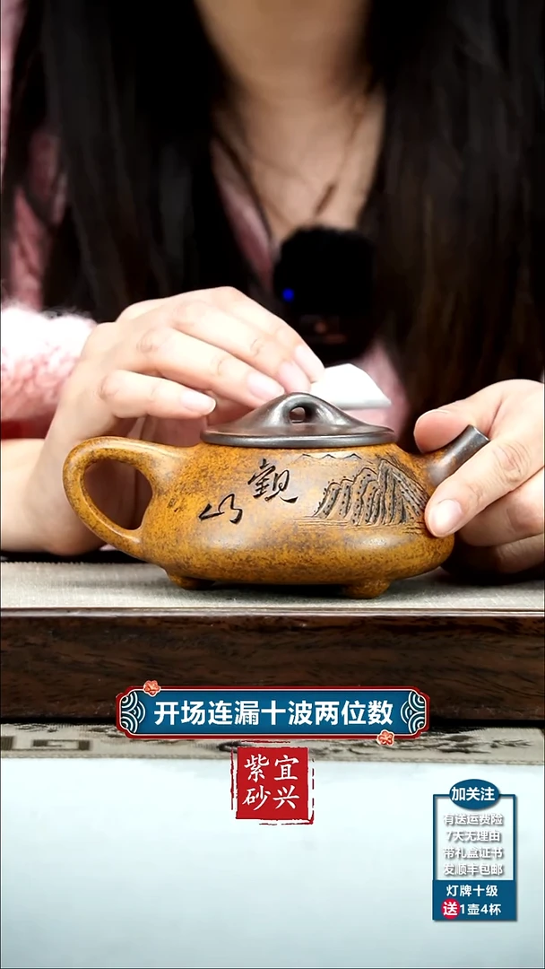 【闪购商品】紫砂茶壶龙骨金砂观山景舟石瓢320CC