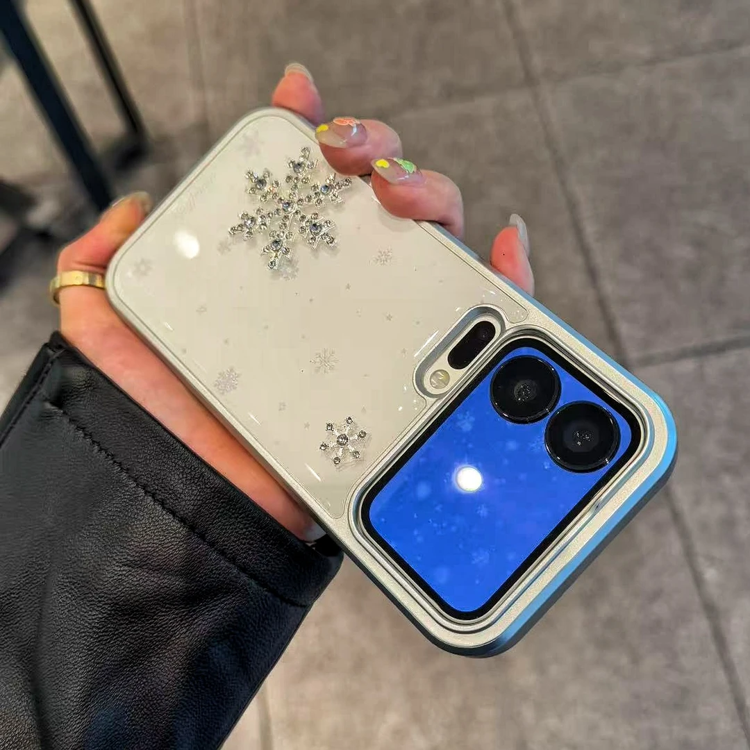 闪钻雪花贴片适用iPhone17promax水凝手机壳苹果16华为荣耀小米15