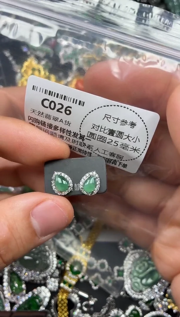 颈饰未镶嵌翡翠C026耳钉