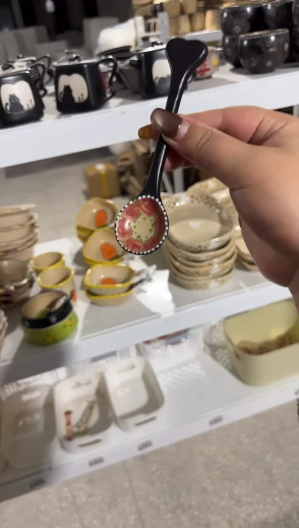 陶瓷黑色玫瑰勺子【十里高温釉下彩陶瓷】