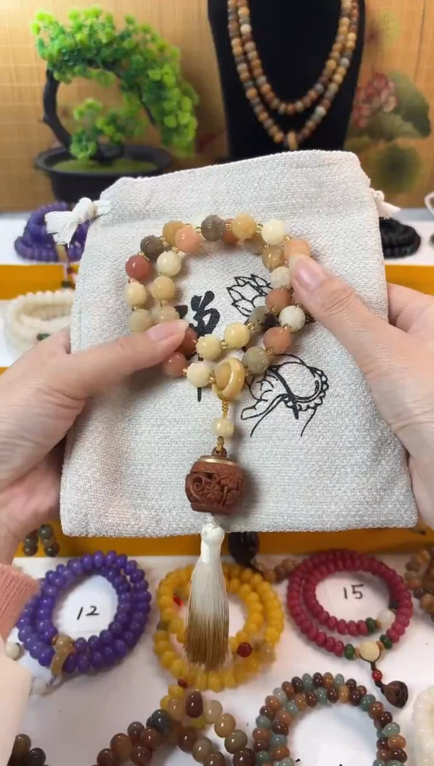 手串菩提根/象牙果12雕刻莲花