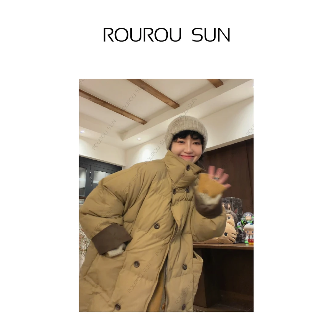 28983冬款女装韩版百搭复古休闲纯色宽松保暖棉衣外套