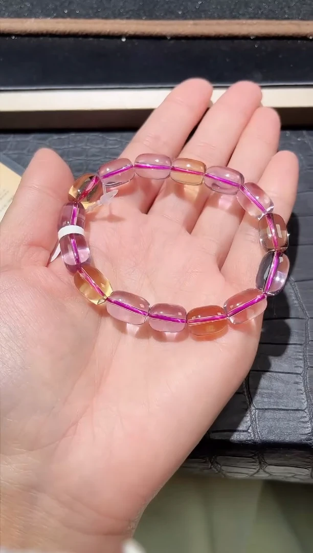 未镶嵌手链水晶47号玻利维亚紫黄水晶桶珠单圈9+mm