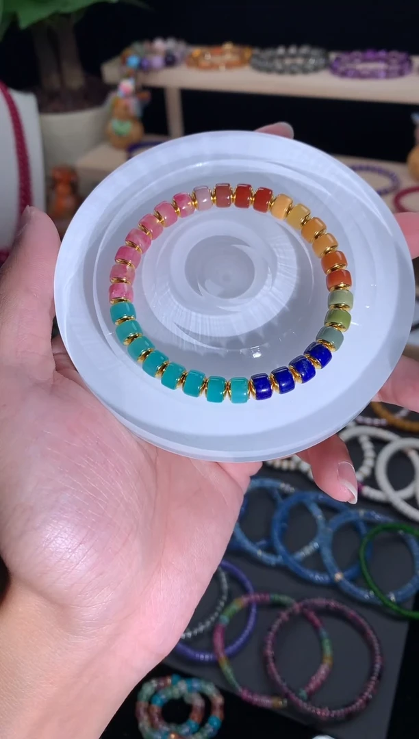 天然辰砂天然多宝汉堡手串7mm