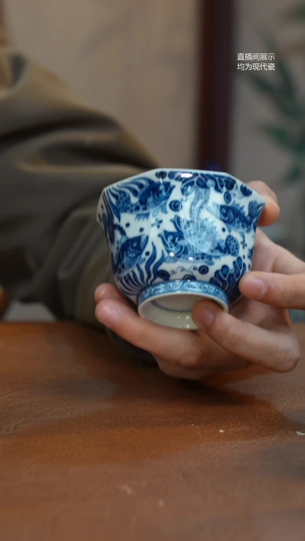 盖碗瓷御景十二鳜鱼八方杯