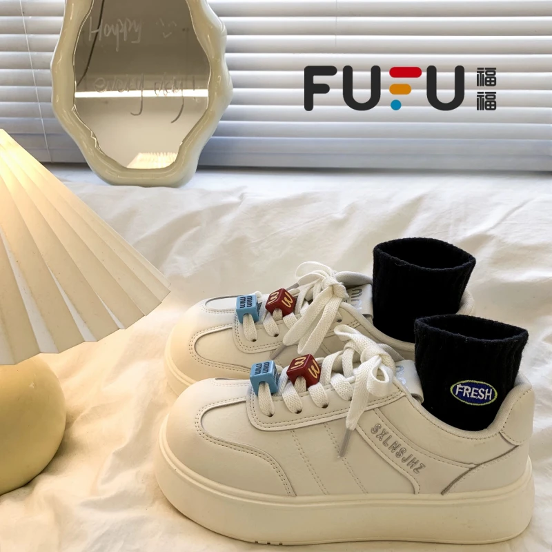 福福厚底增高小白鞋女2025年秋季新款休闲运动板鞋女百搭面包鞋女