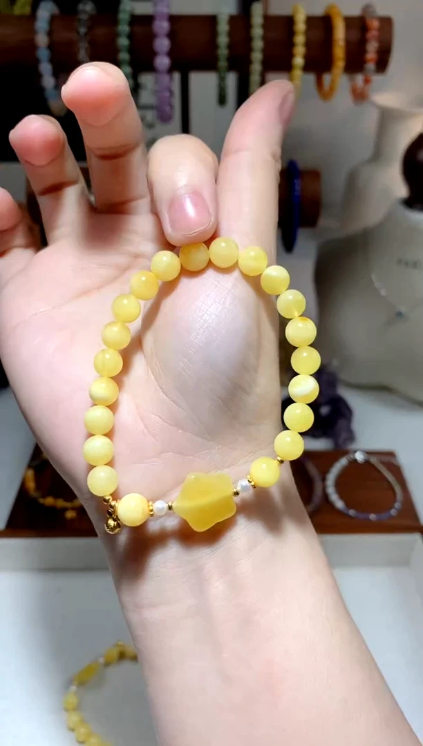 未镶嵌蜜蜡手串蜜蜡星星手串 约8mm