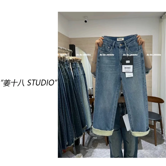 姜十八「个性牛仔」韩国单！春季新款直筒百搭休闲直筒牛仔裤