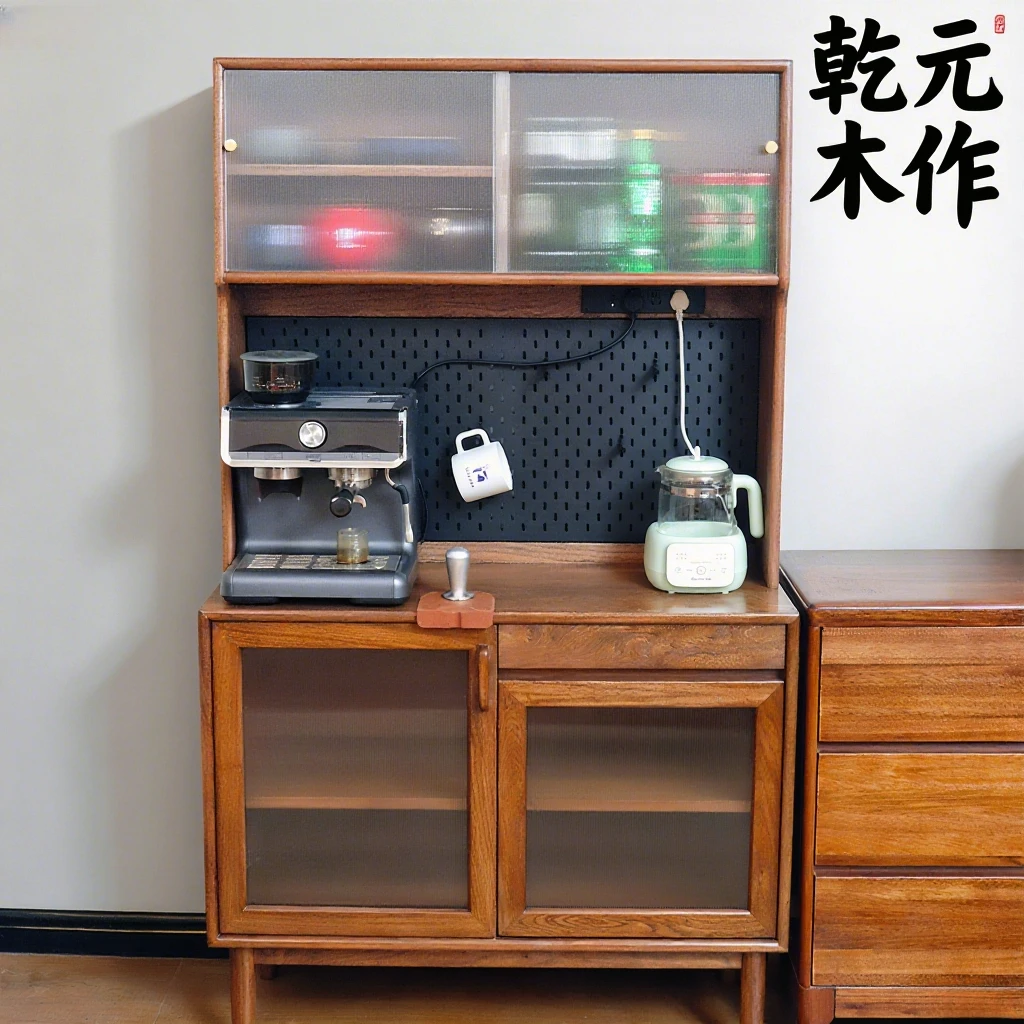 实木餐边柜洞洞板小户型靠墙储物柜复古北方老榆木木收纳窄边柜