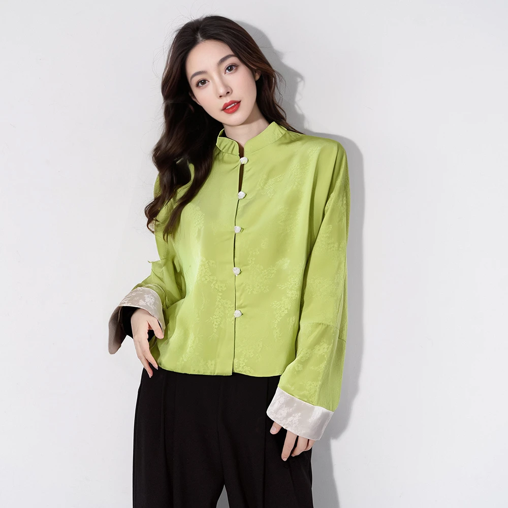 Janemo/茧墨国风新中式缎面丝滑提花外套