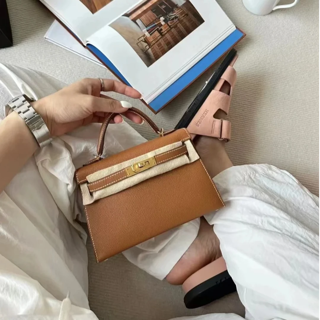 99新 Hermes/爱马仕 欢欢活动  Mini Kelly 二代 金棕色 Ep皮 W刻