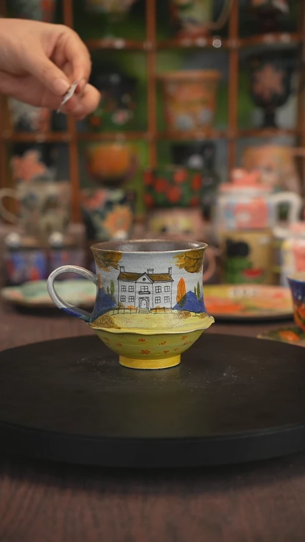 紫砂油画釉下彩手绘
