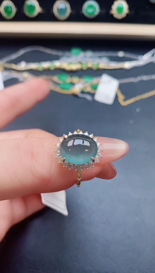 翡翠戒指银S925镶嵌32132