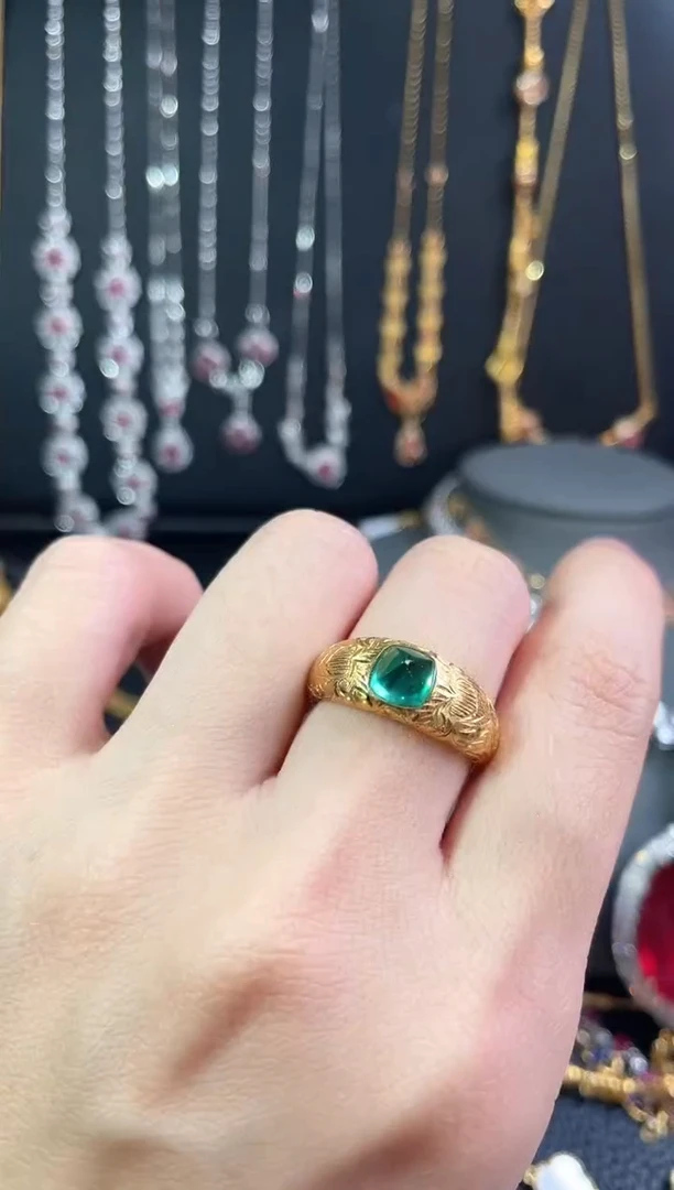 戒指18K金镶嵌祖母绿1.15ct@@