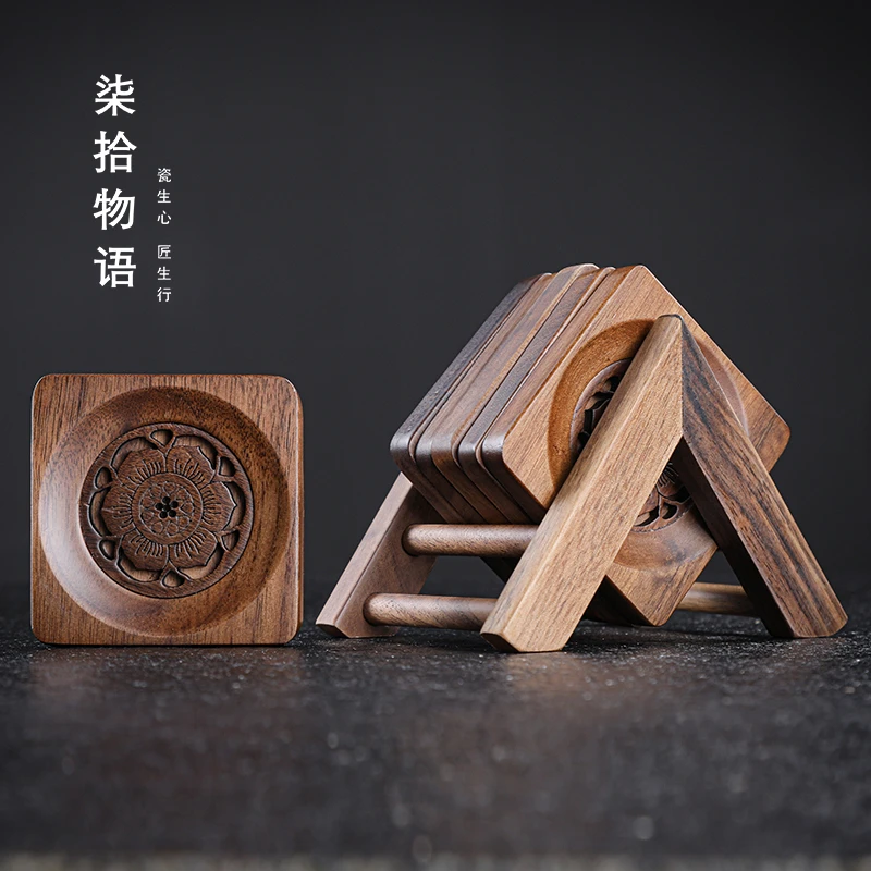 胡桃木原木茶杯托杯垫实木质隔热垫创意功夫茶具茶道配件茶碟茶托