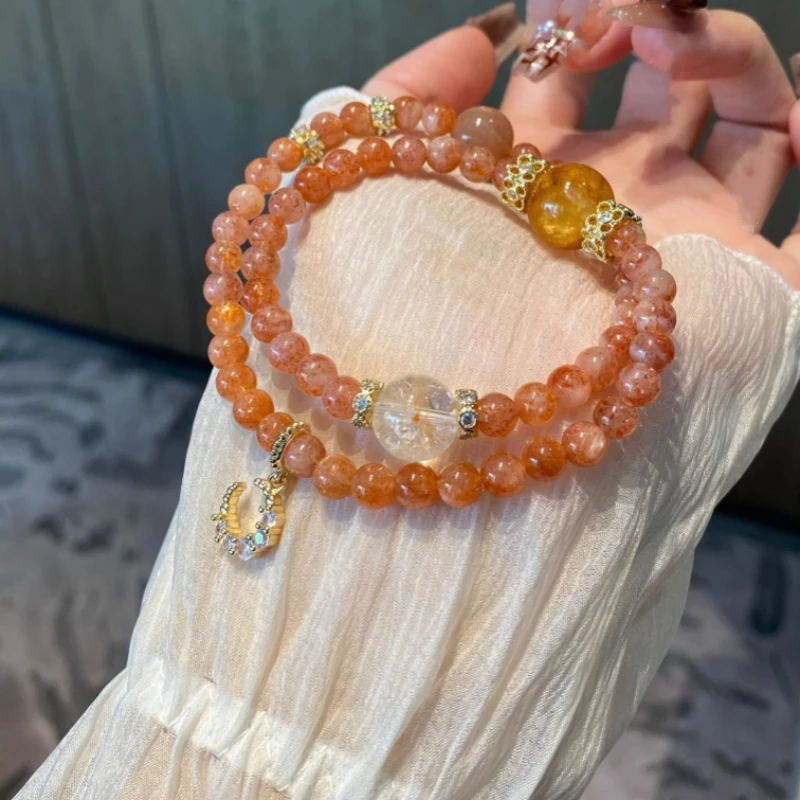 天然能量水晶金太阳石三圈手链可爱手串女甜美仙女款送闺蜜